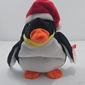 Ty Black and White Penguin with Red Santa Hat